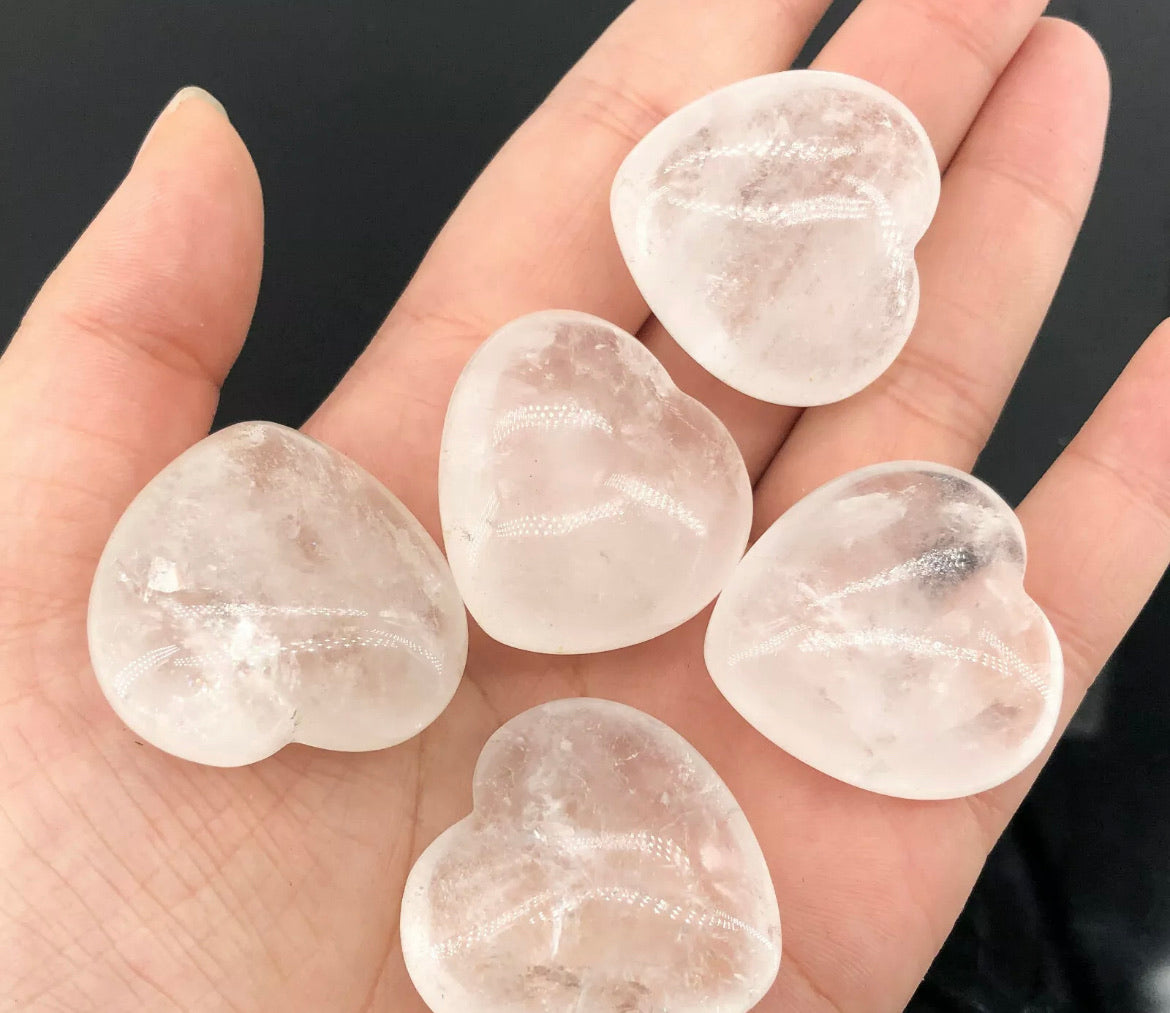 Natural Clear Quartz Hearts