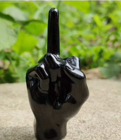 Natural Black Obsidian Middle Finger