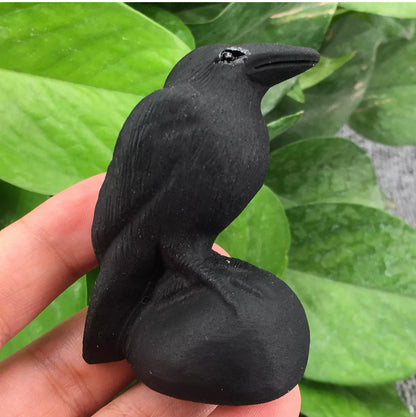 Natural Black Obsidian Raven Crow