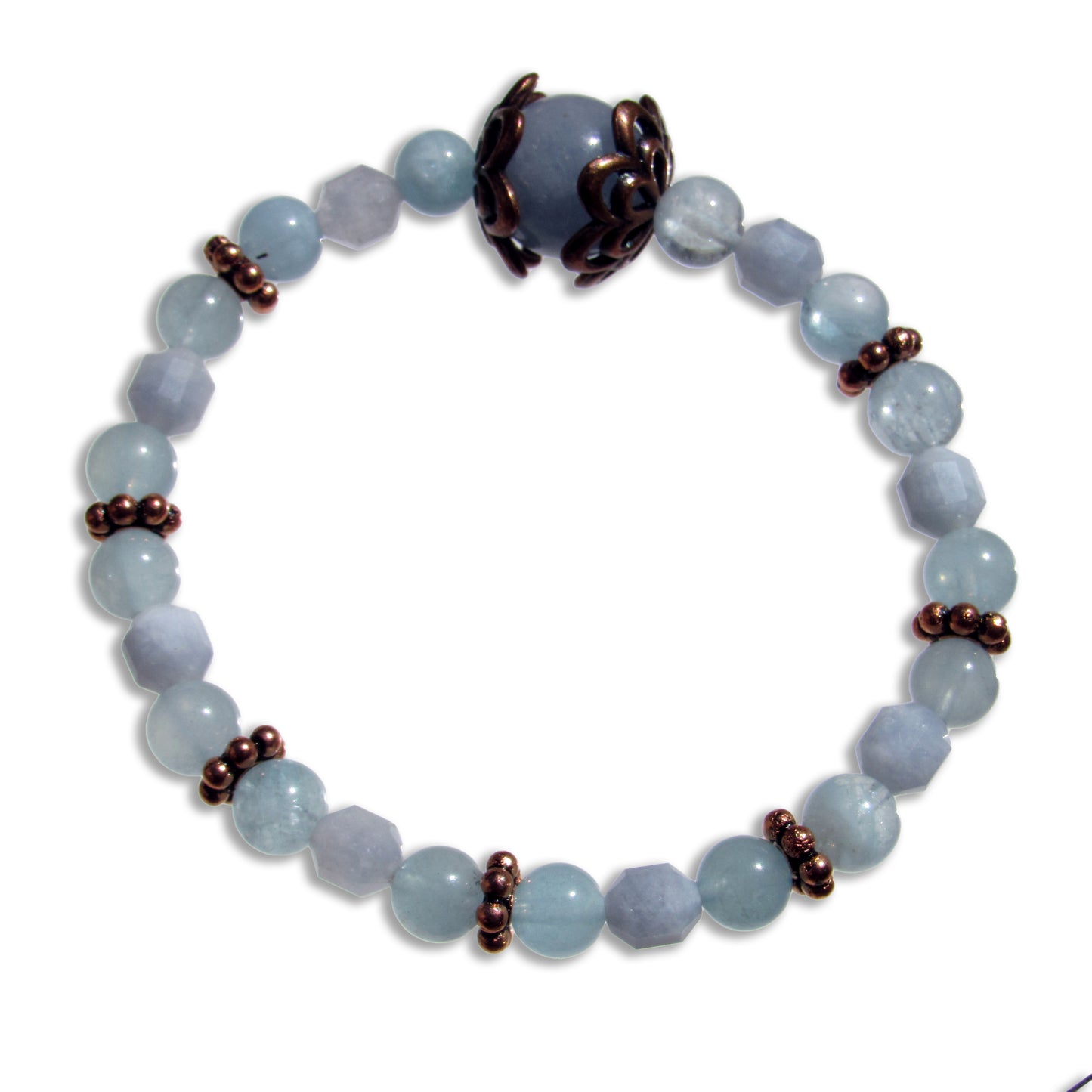 Aquamarine gemstone and Copper Stretch bracelet