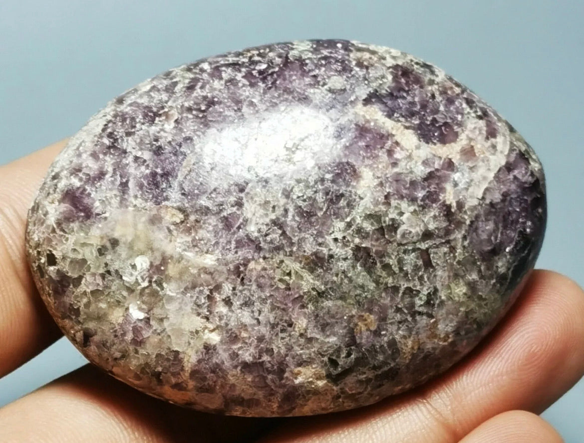 Natural Lepidolite Lithium Mica Polished Palm Stone