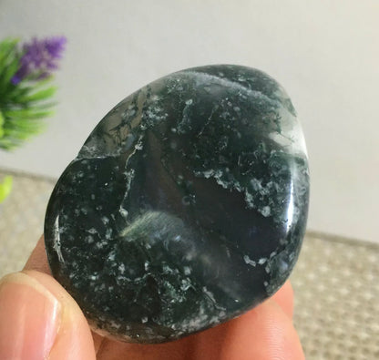 Natural Free Form Moss Agate Gemstone Semiprecious Rock