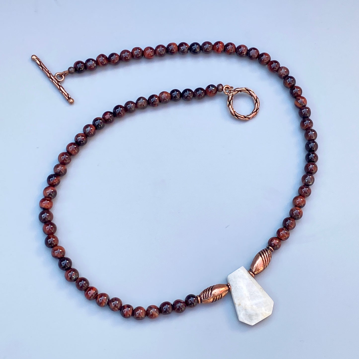 Moonstone and Tiger Eye gemstone beaded necklace