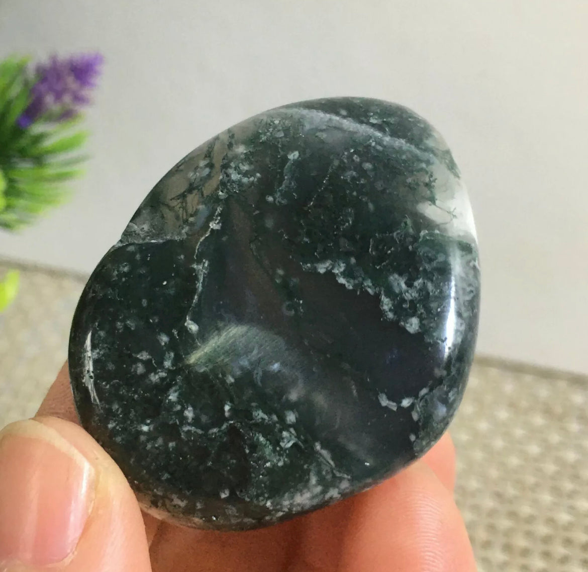 Natural Free Form Moss Agate Gemstone Semiprecious Rock