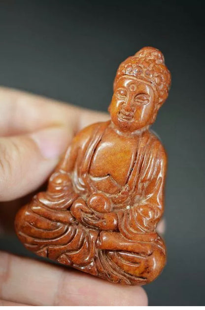 Natural Brownish Red Jade Buddha Figurine