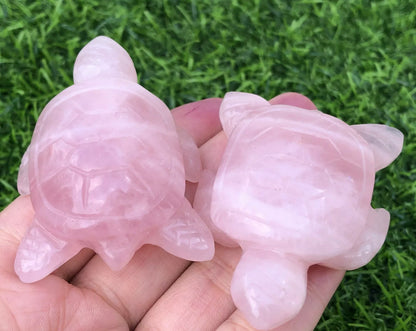 Natural Pink Rose Quartz gemstone Turtle