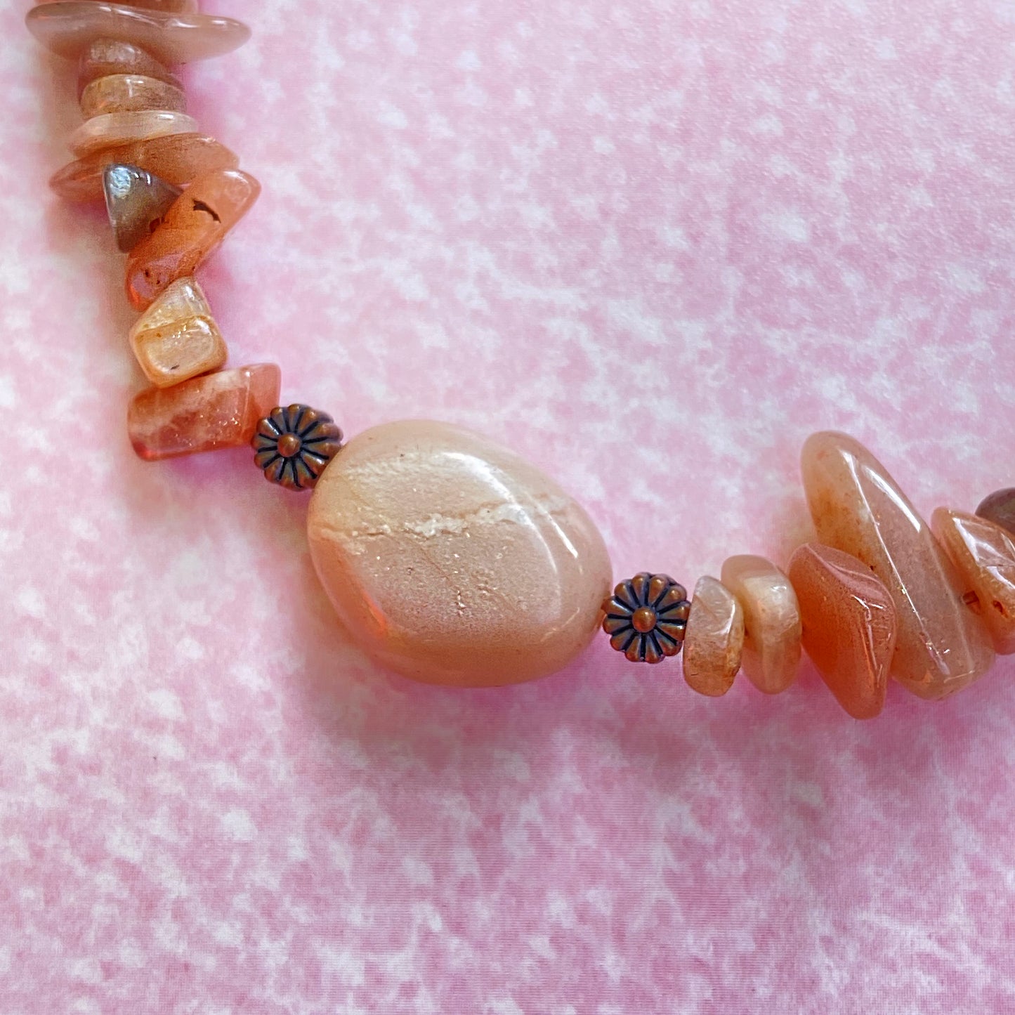 Sunstone gemstones and Copper stretch Bracelet