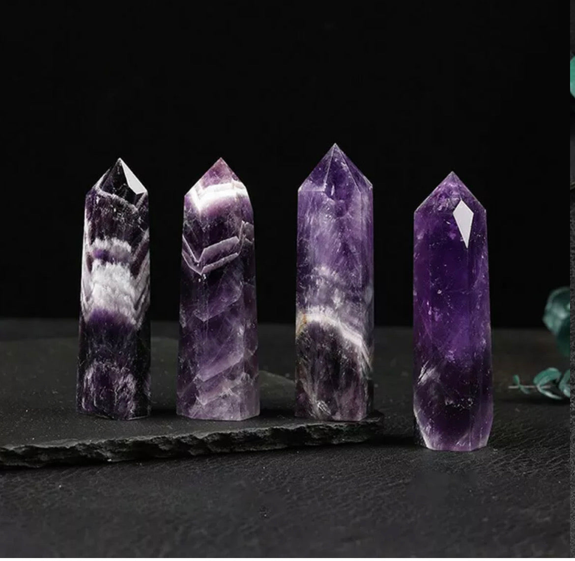 Natural Rock Dream Amethyst Quartz Crystal Point Wand Healing Stone Gift