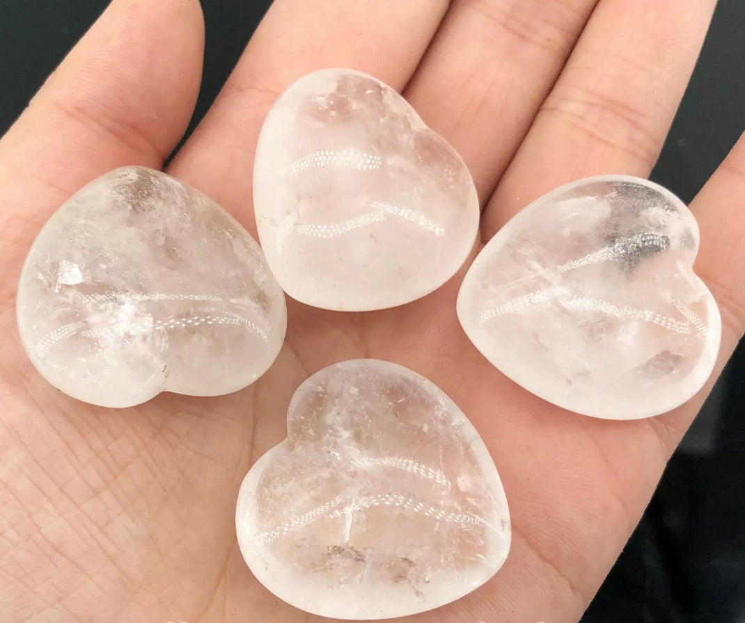 Natural Clear Quartz Hearts