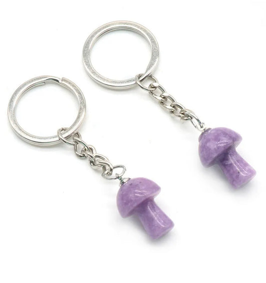 Lepidolite Mushroom Keychain