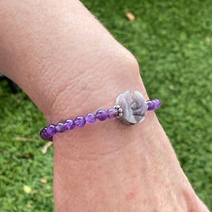 Amethyst gemstone Flower and Copper Bracelet