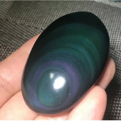 Natural Rainbow Obsidian Palm Stone