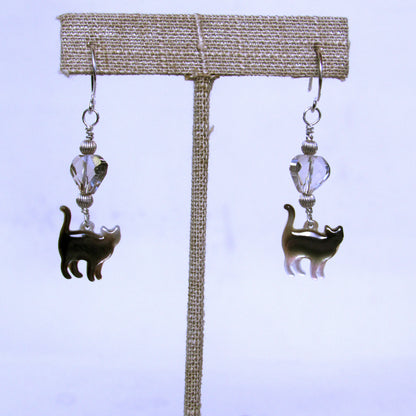 Kitty Mother of Pearl and Smoky Topaz gemstone Drop Earrings