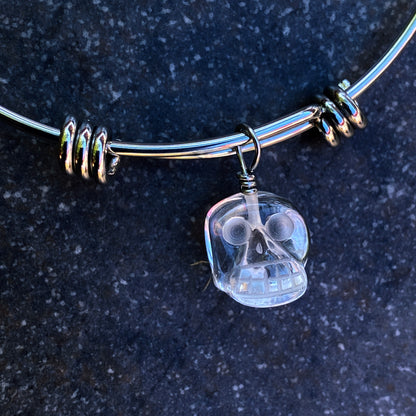 Clear Quartz Skull Bangle Bracelet