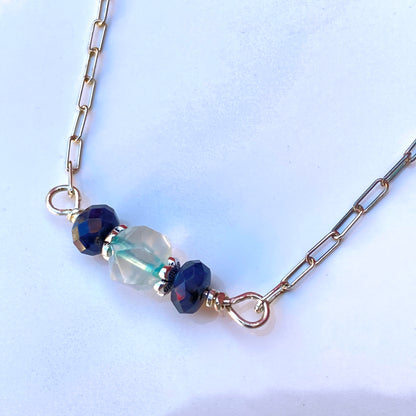 Blue Topaz gemstone, Blue Sapphire necklace