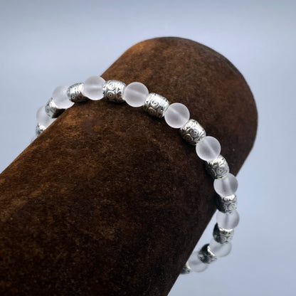 Matte Quartz Beaded Stretch Bracelet