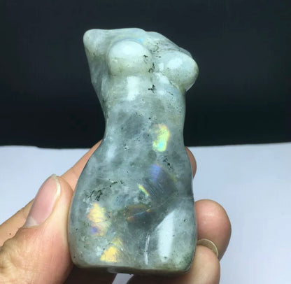 Natural Crystal .labradorite carved female model statue figurine