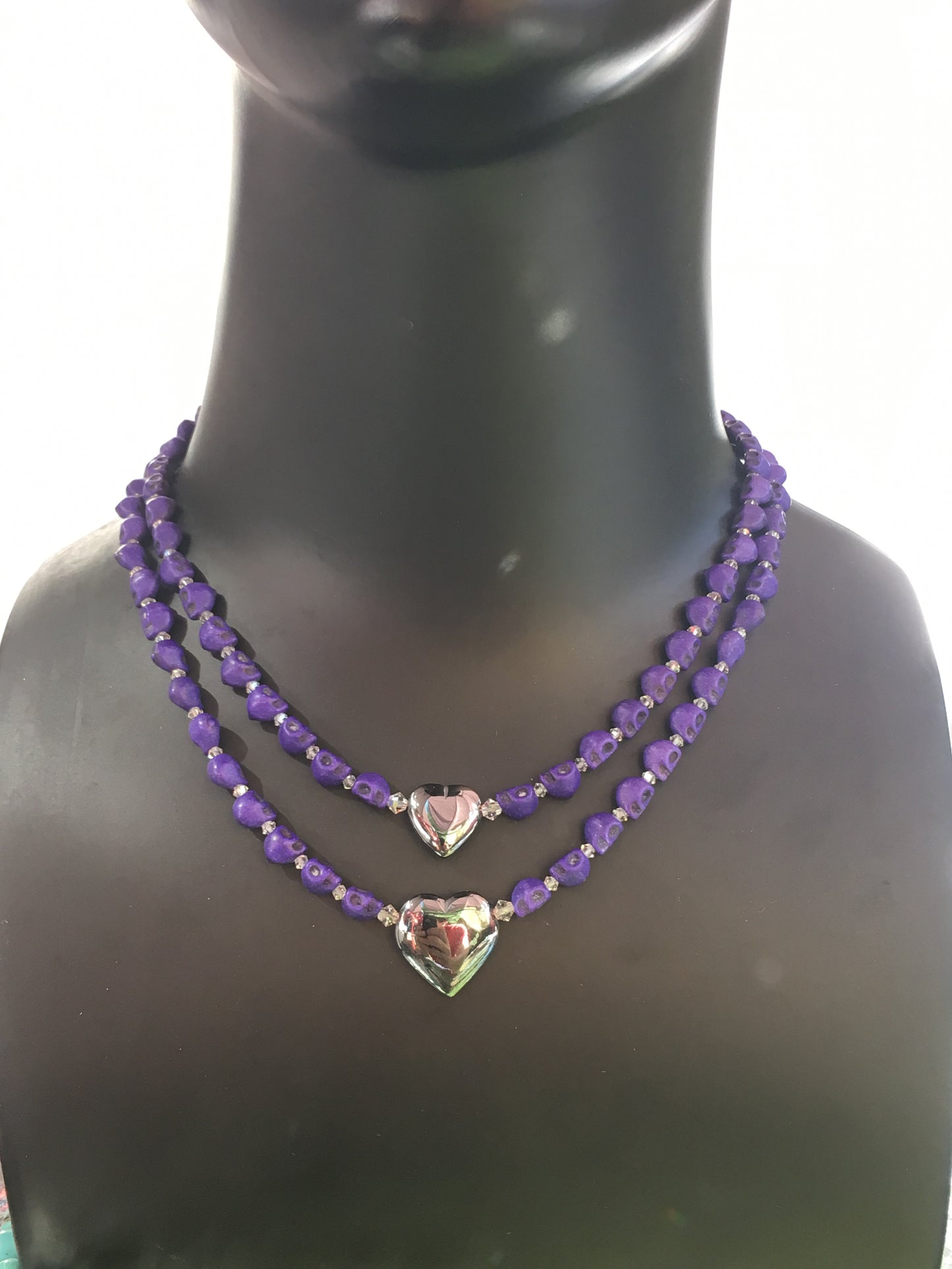 Purple Skull double Necklace