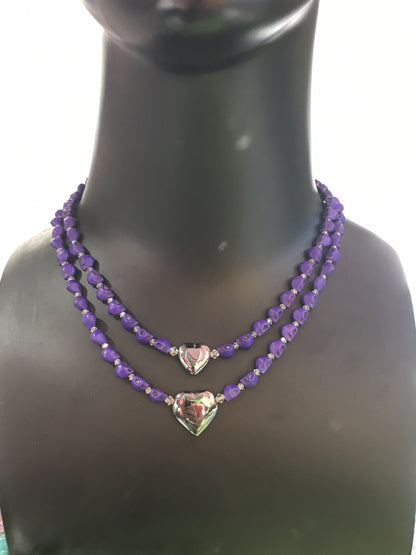 Purple Skull double Necklace