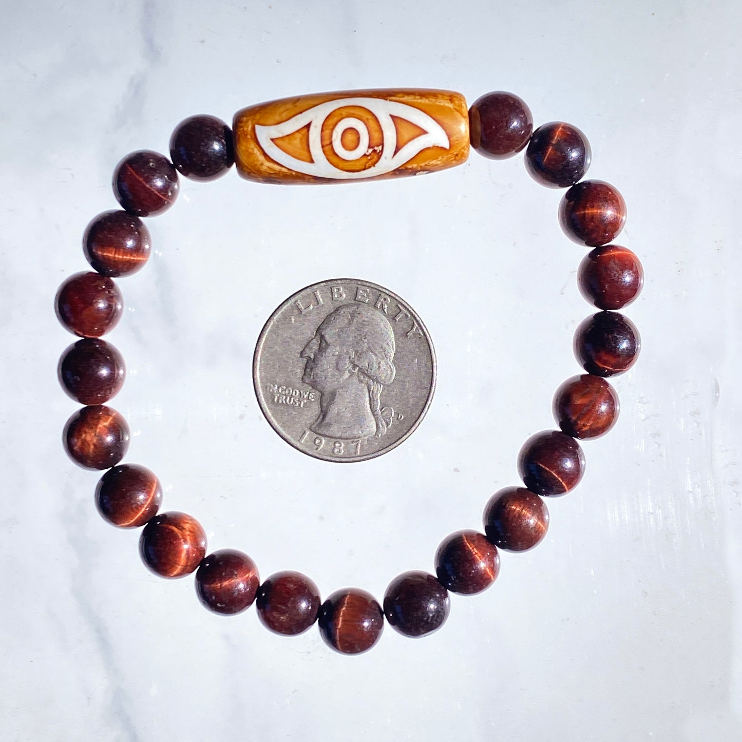 Tiger’s Eye gemstones and Tibetan Agate Bracelet