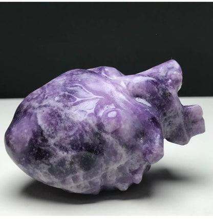 Natural lepidolite aka lilac stone Crystal Mineral Specimen. Hand-carved.Exquisite Heart organ gemstone semiprecious