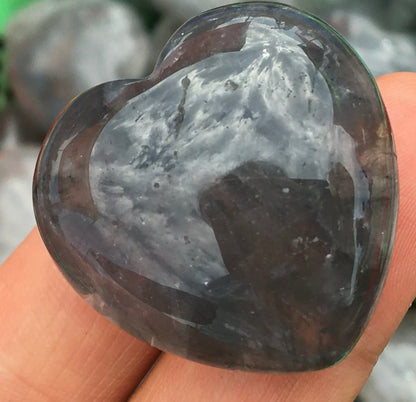 Natural Smokey Quartz Heart Palm Stone