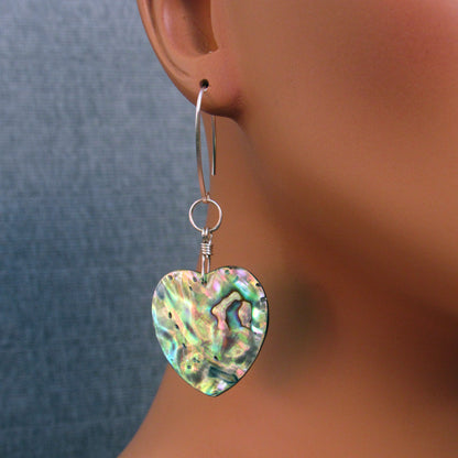 Genuine Abalone Shell Hearts Marquise style Earrings