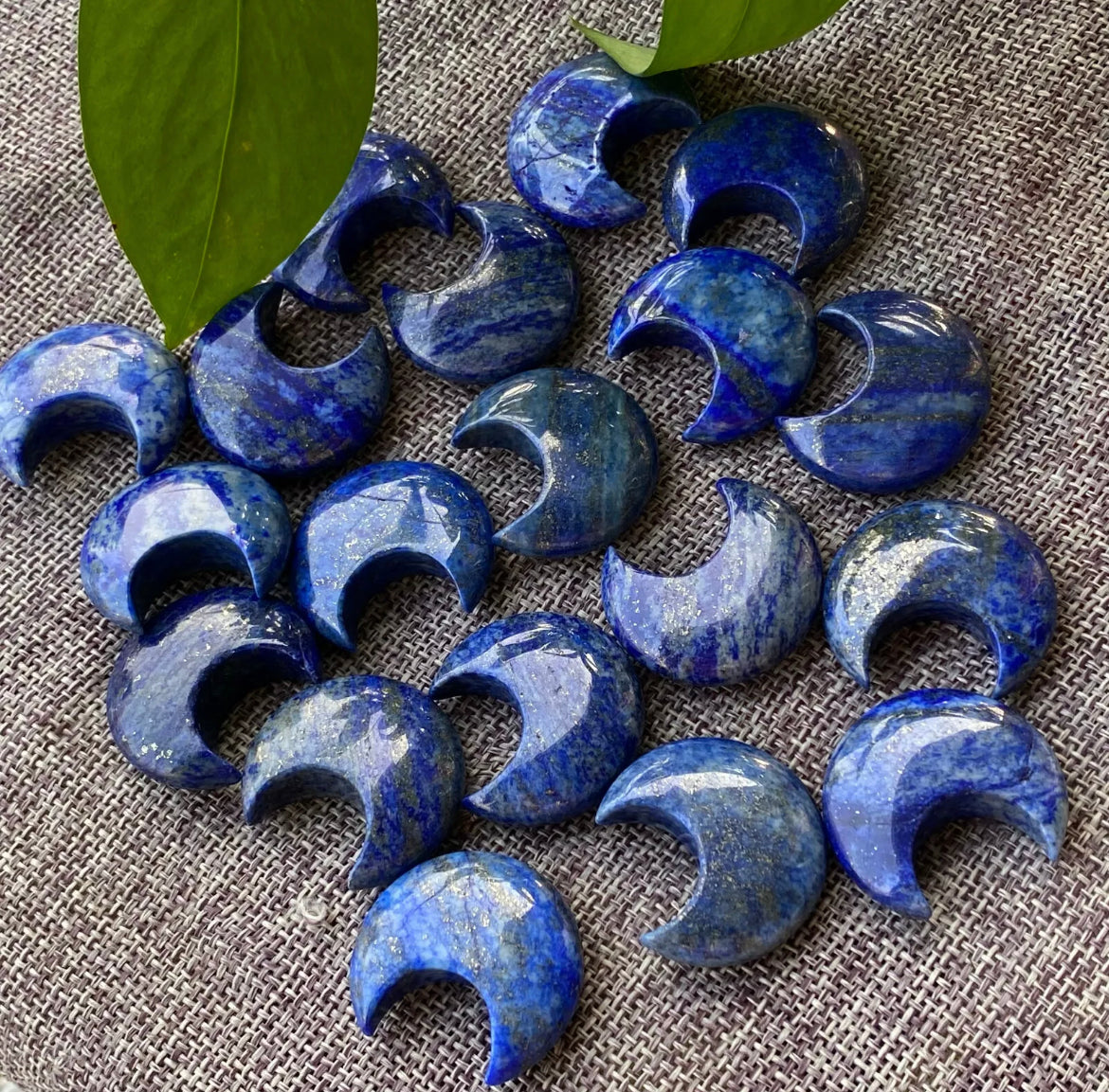 Natural Lapis lazuli gemstone crystal polished moon