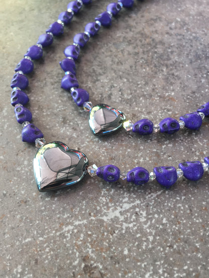 Purple Skull double Necklace