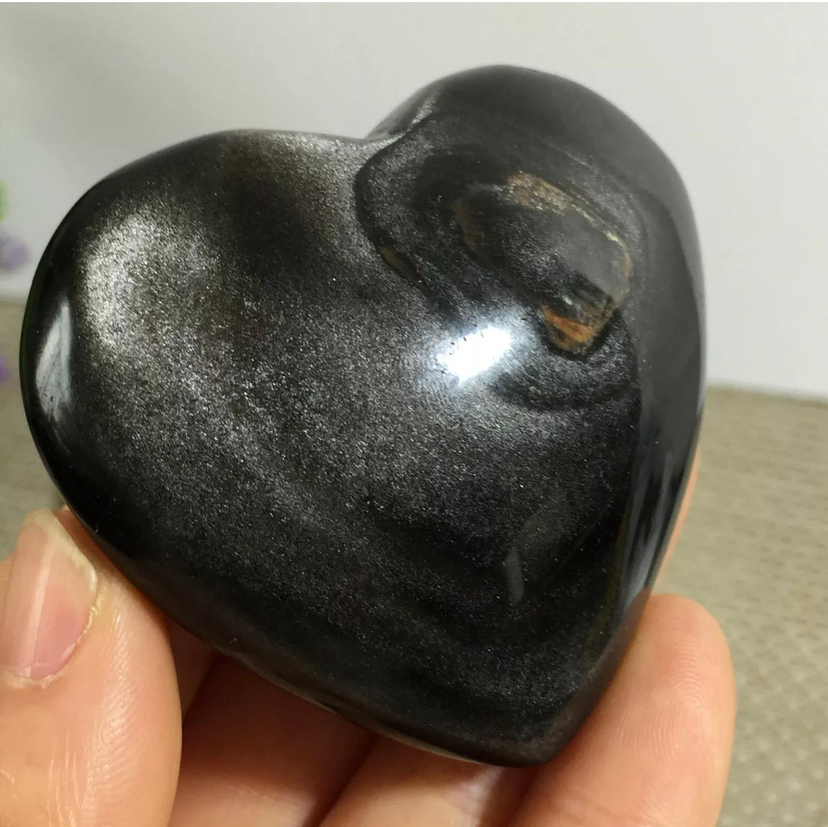 Natural Silver Obsidian heart