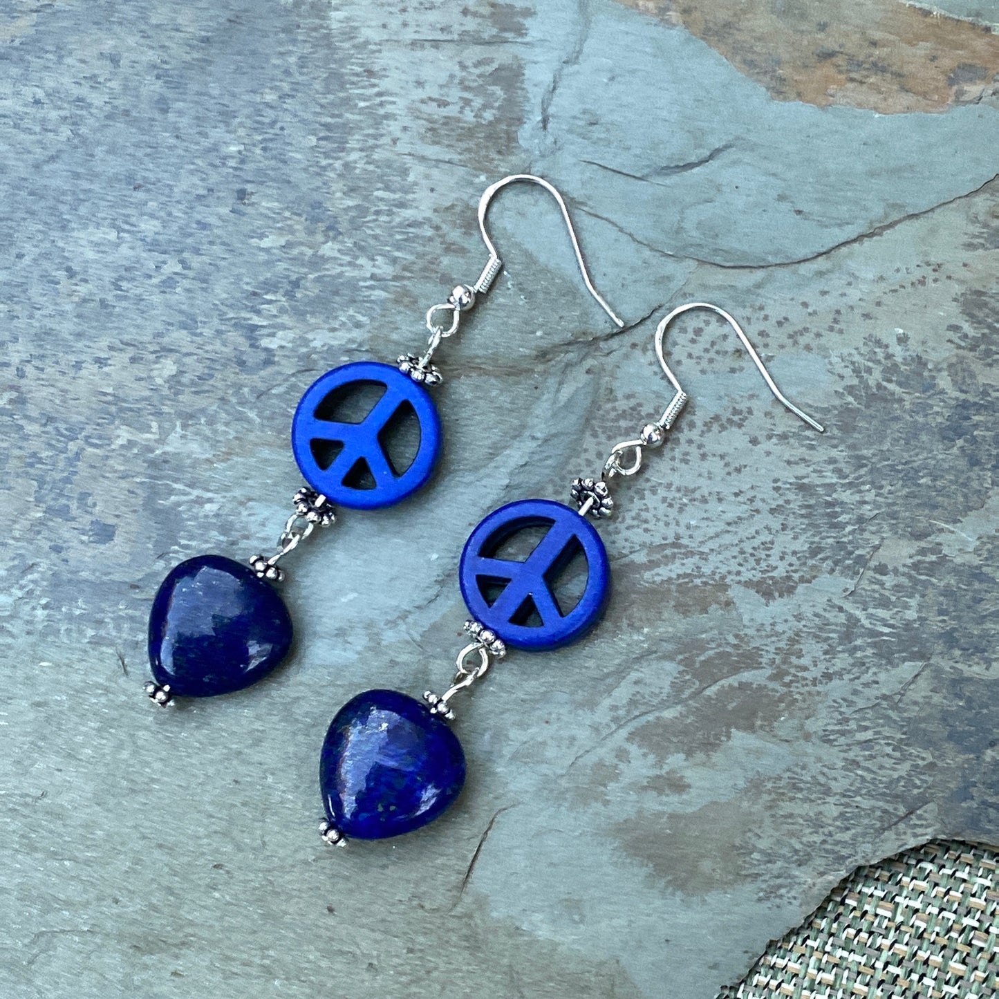 Peace and Hearts Gemstone Earrings