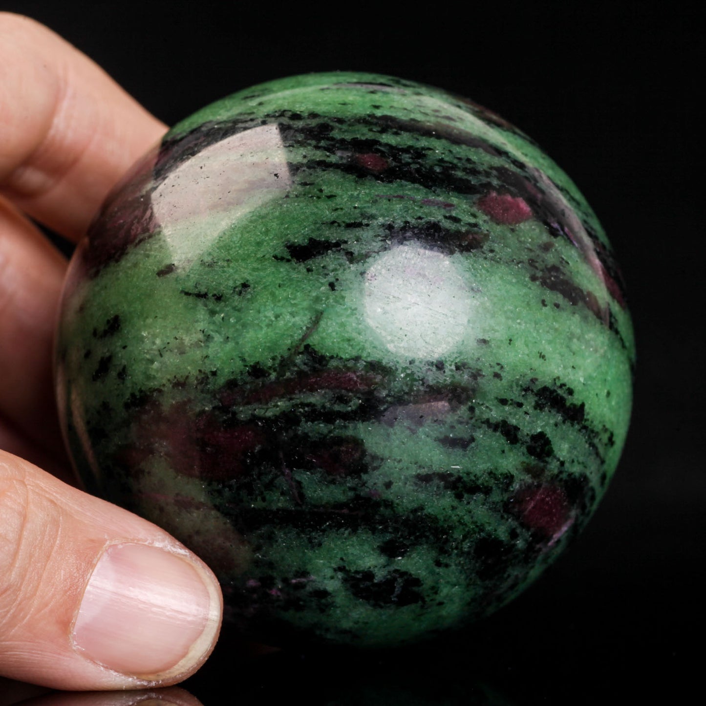 Natural Ruby zoisite crystal ball semiprecious sphere gemstone reiki healing