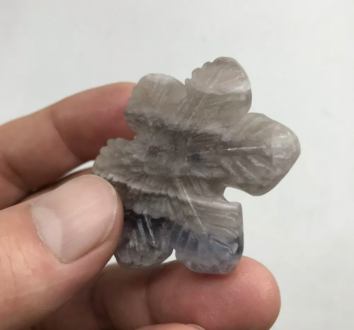 Natural fluorite crysyal hand-carved  snowflake