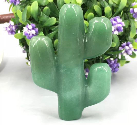 Natural Aventurine Cactus Carved gemstone Crystal