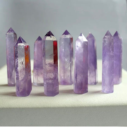 Natural Purple Amethyst gemstone Quartz Crystal Point Wand