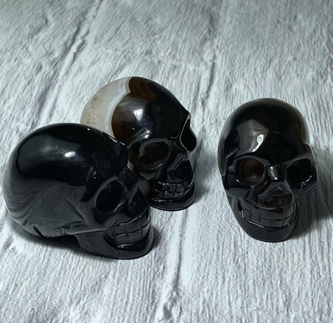 Natural Black Agate Gemstone Skull