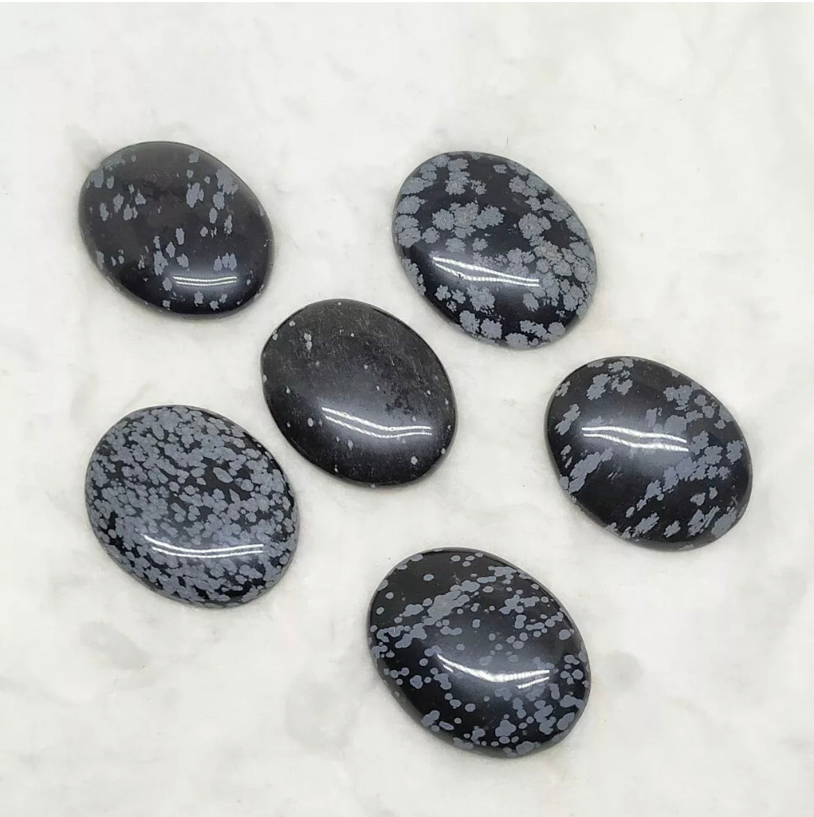 Natural Snowflake Obsidian Worry Stone