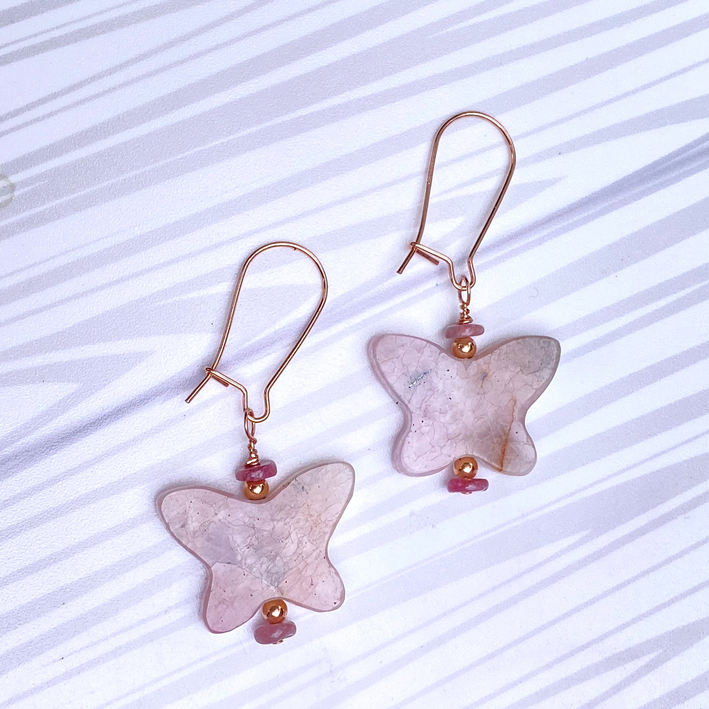 Pink Tourmaline gemstone Butterfly Earring