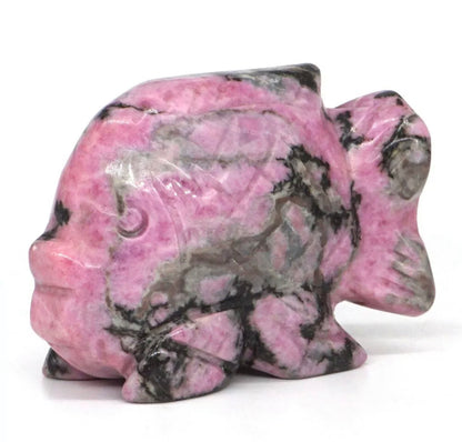 Natural Rhodonite gemstone carved Fish figurine