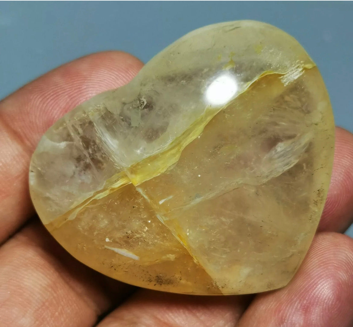 Golden Healer QUARTZ  Crystal Heart stone From Madagascar