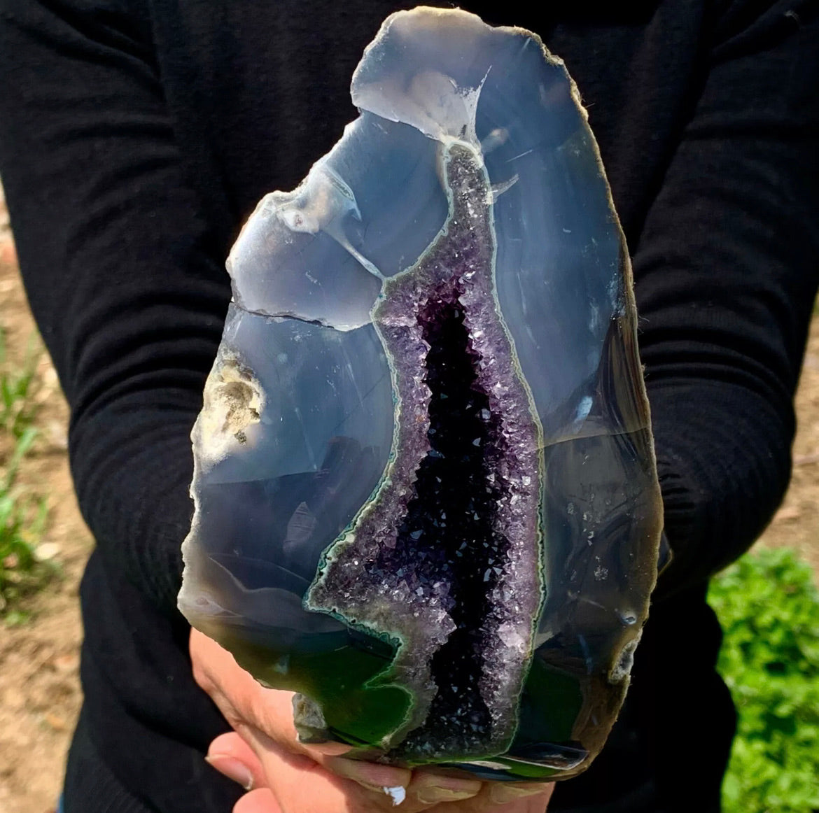 Natural Amethyst gemstone geode crystal cluster