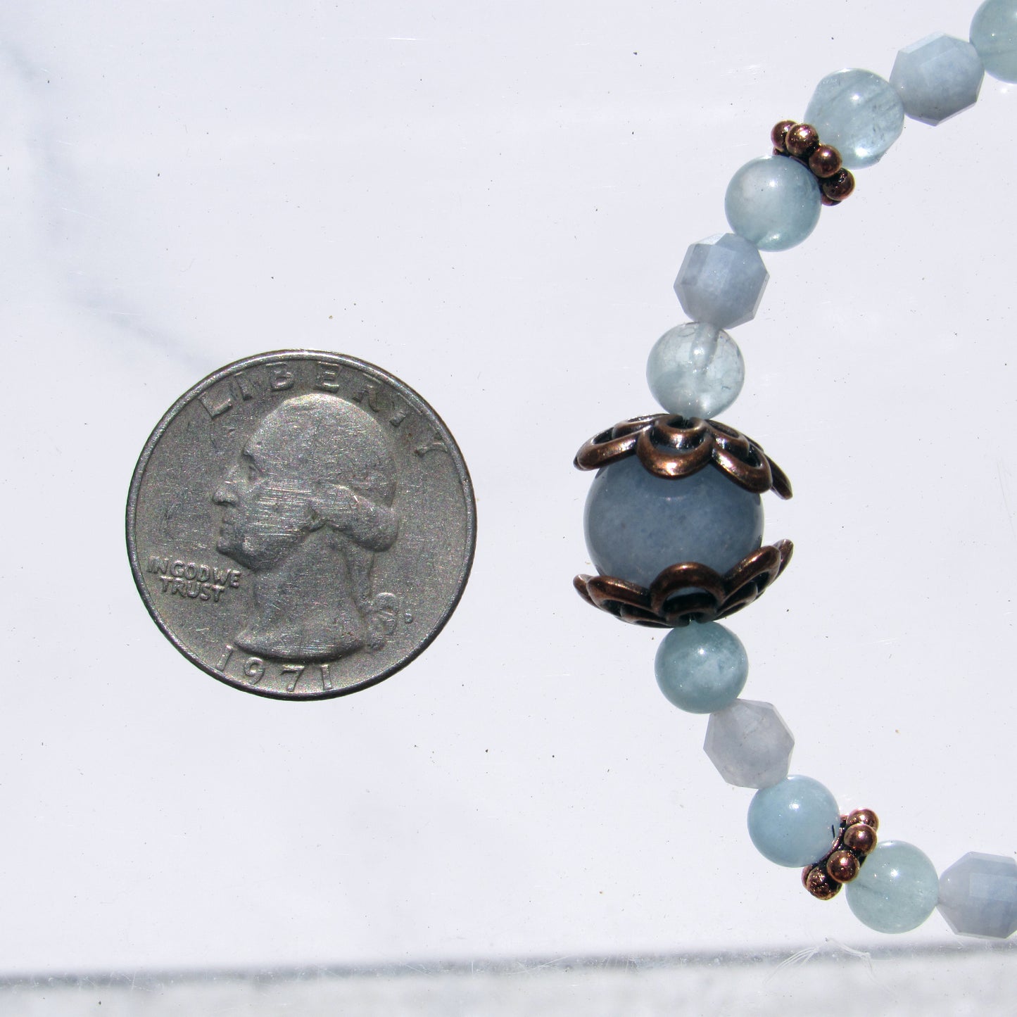 Aquamarine gemstone and Copper Stretch bracelet