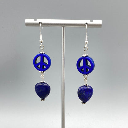 Peace and Hearts Gemstone Earrings