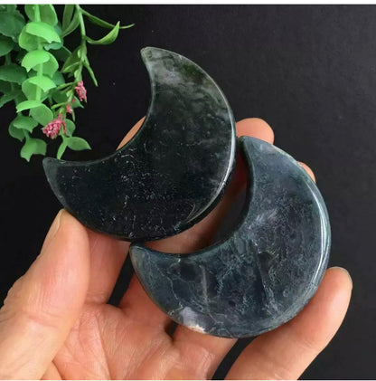 Blue Moss Agate Moon