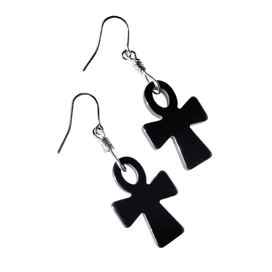 Hematite gemstone Ankh Dangle earrings