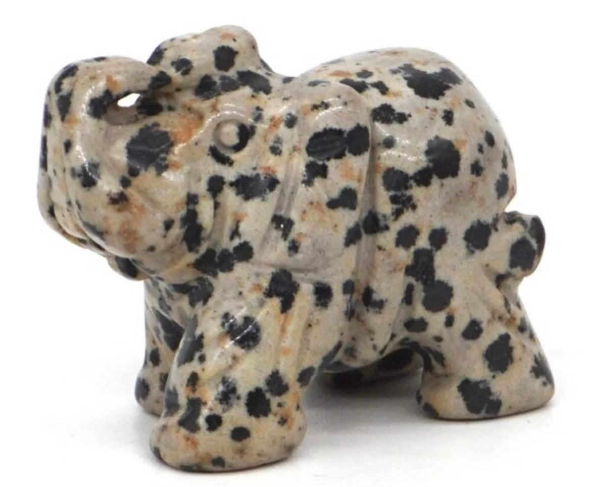 Natural Dalmatian Jasper gemstone Elephant- Small