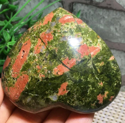 Natural Unakite gemstone carved Heart