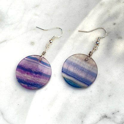 Fluorite gemstone with Sterling Silver Drop Earrings