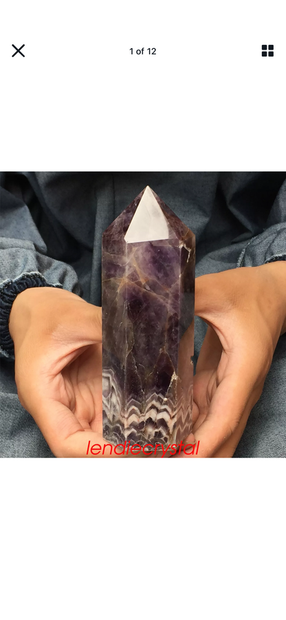 Natural Amethyst gemstone Tower Point Obelisk