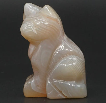 Natural Gemstone Grey Agate gemstone Cat